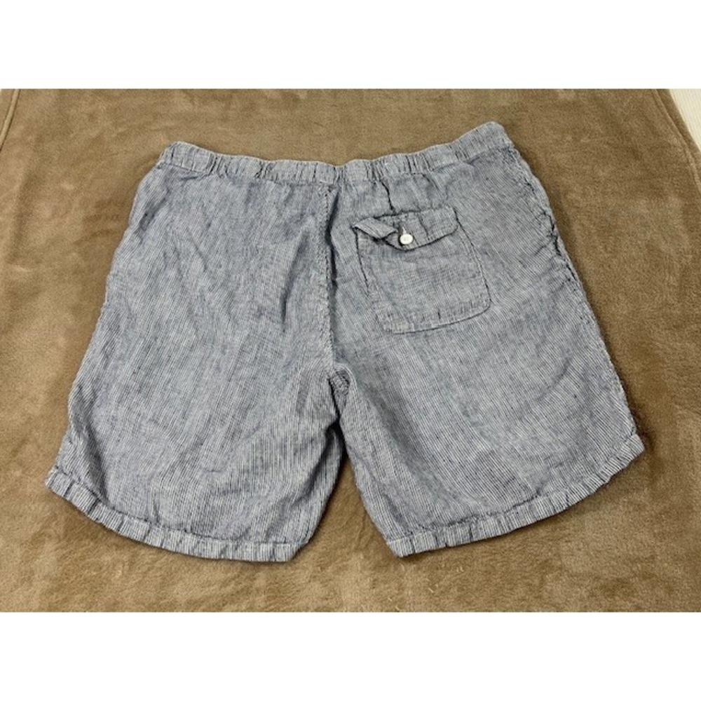 Onia shorts Men's size 2XL Noah Striped Blue‎ 100% Linen Drawstring